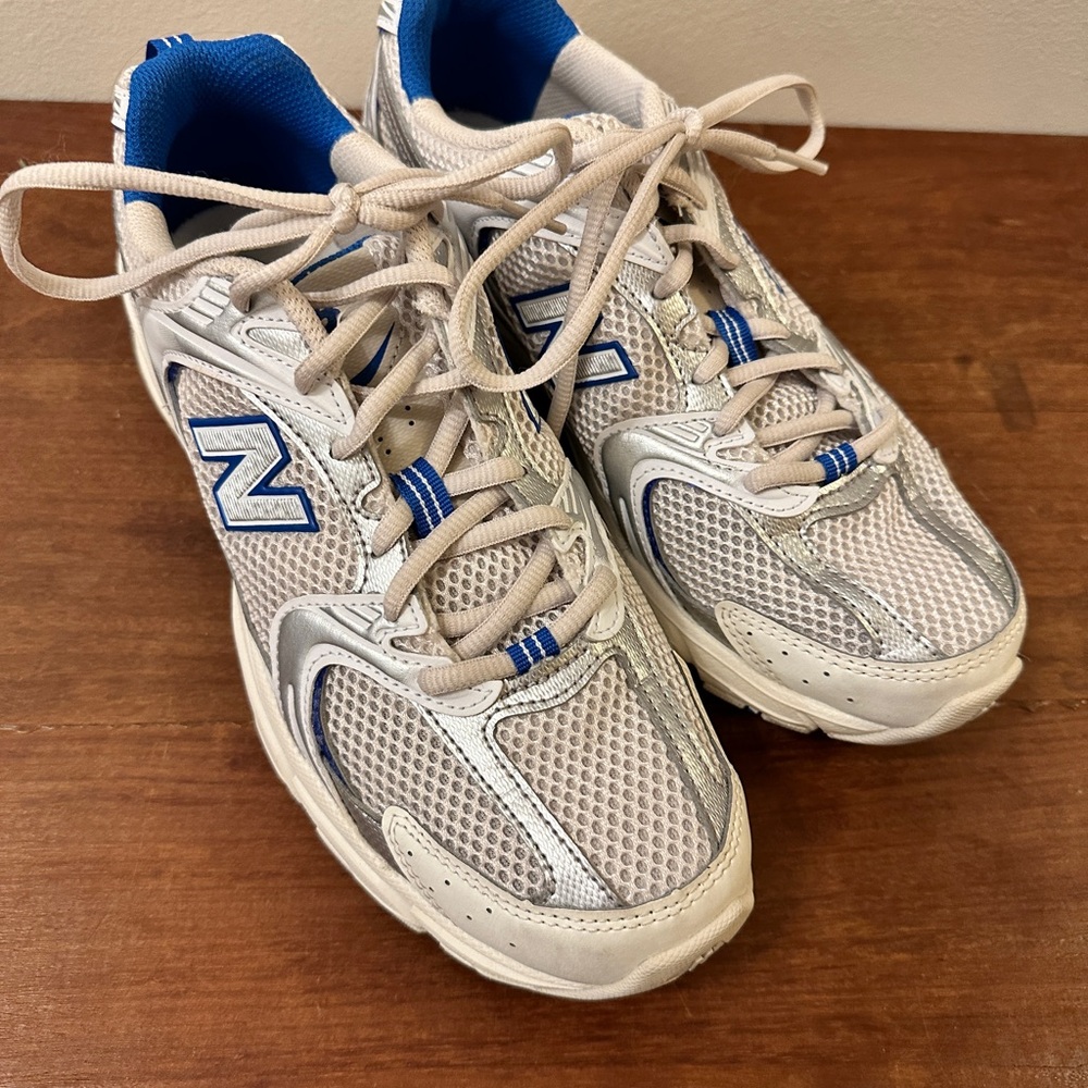 New Balance Gray, tan and Blue Athletic Shoes